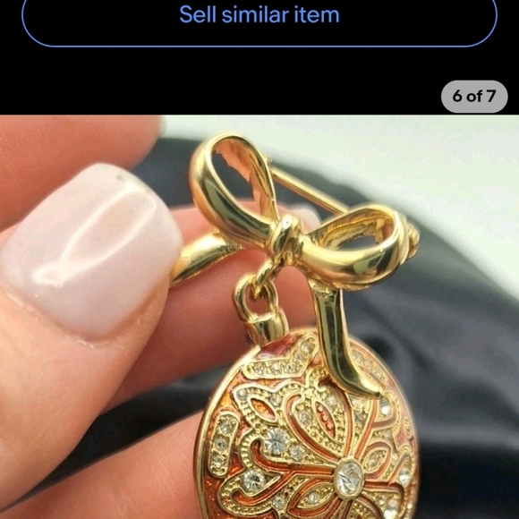 Monet Goldtone and Red Brooch with Crystal Accents - Picture 6 of 8